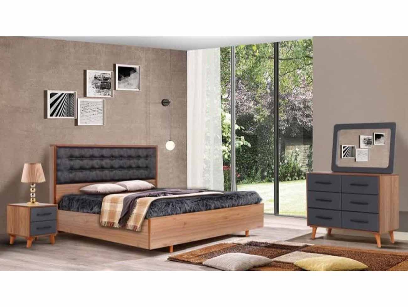 تخت دو نفره چوبی یونیک TD  3012